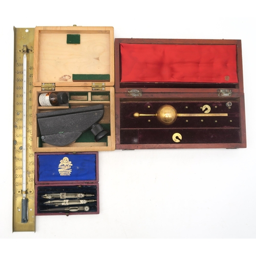 368 - A collection of draughtsman's slide rules, a cased Sykes Hydrometer etc.