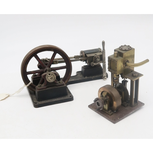 379 - A mixed lot, comprising two miniature steam piston engines, a padouk pocket watch stand, binoculars/... 