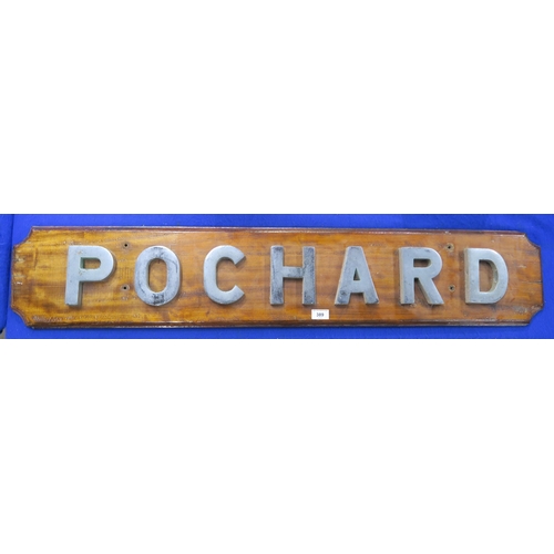 389 - A ship's name plate for the merchant vessel MV Pochard, formed of heavy cast metal letters set upon ... 