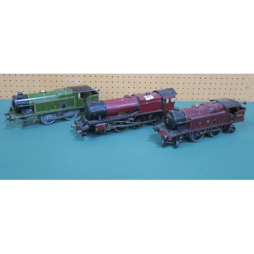 397 - A Hornby 0-gauge 4-6-0 Royal Scot locomotive, a 4-4-2 locomotive with tender in LMS livery and an as... 