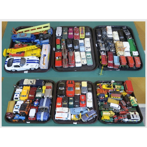 399 - A considerable quantity of play-worn die-cast model vehicles, with examples by Dinky, Britains, the ... 