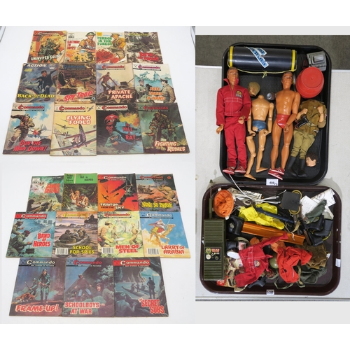 408 - Two Six Million Dollar Man Steve Austin action figures, two vintage Action Men and an assortment of ... 