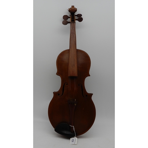 410 - A one piece back viola 40.5cm bearing label with inscription to the interior Made by Alex Ponder Tor... 