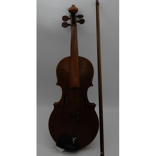 410 - A one piece back viola 40.5cm bearing label with inscription to the interior Made by Alex Ponder Tor... 