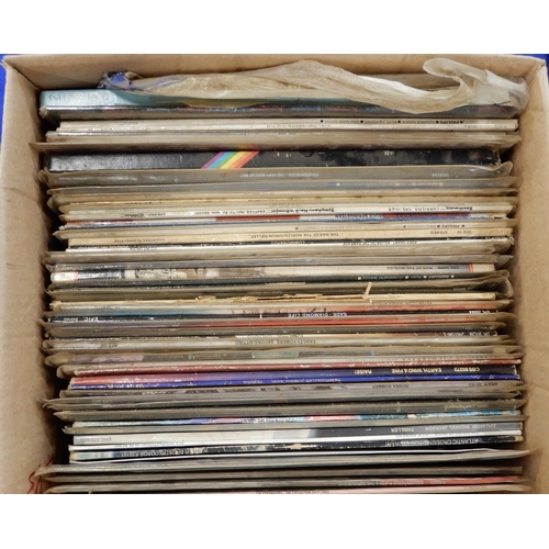 411 - VINYL Records a box of pop and rock, soundtack vinyl LP records with Rush, Michael Jackson, Strangle... 