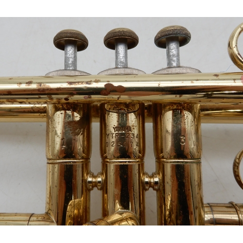 413 - A Yamaha YTR-234 trumpet serial number 125074 together with a Vincent Bach Corp 2-1/2 C mouthpiece a... 