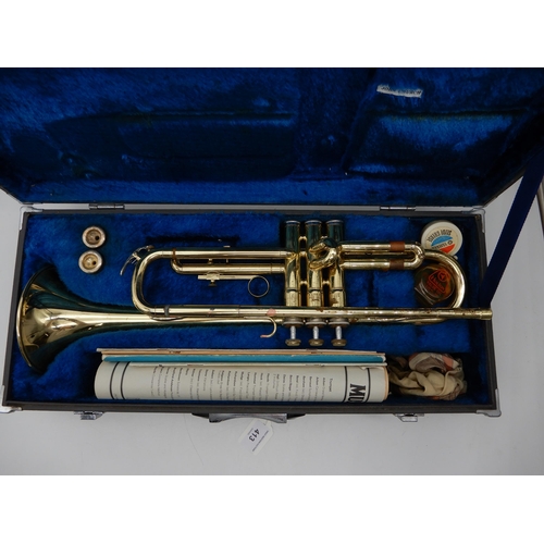 413 - A Yamaha YTR-234 trumpet serial number 125074 together with a Vincent Bach Corp 2-1/2 C mouthpiece a... 