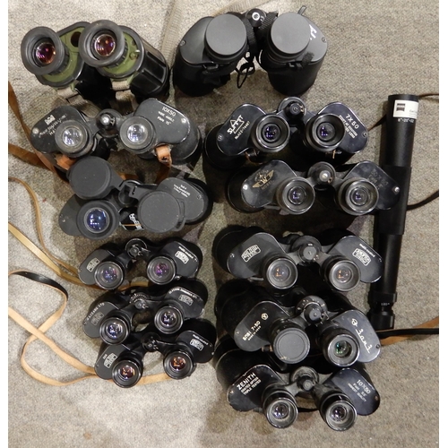 427 - A quantity of binoculars various makers and models Carl Zeiss, Taylor Hobson, Tento etc