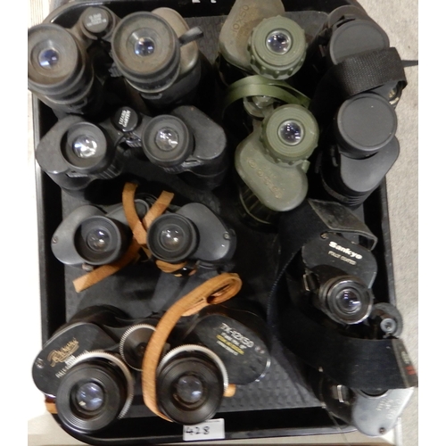 428 - A lot comprising  monoculars and binoculars various makers and models