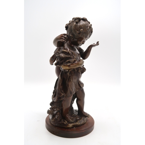 3002 - AFTER AUGUSTE MOREAU (20thC)TWO CHILDRENBronzed plaster reproduction, on wooden plinth, 41cm (16