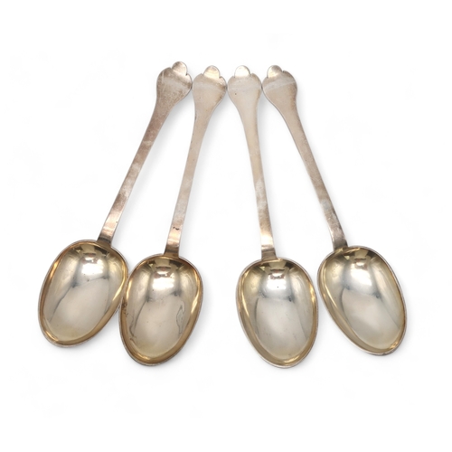 2545 - A SET OF FOUR VICTORIAN SILVER BRITANNIA STANDARD TREFID SPOONSby Francis Higgins II, London 1884, w... 