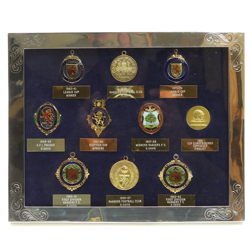 2671A - HAROLD DAVIS, RANGERS LEGEND - HIS MEDALSComprising 9ct gold and enamel 1960-61 Scottish Football Le... 