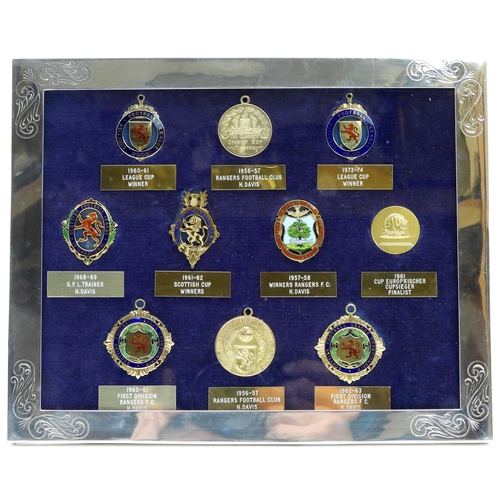 2671A - HAROLD DAVIS, RANGERS LEGEND - HIS MEDALSComprising 9ct gold and enamel 1960-61 Scottish Football Le... 