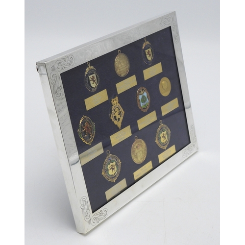 2671A - HAROLD DAVIS, RANGERS LEGEND - HIS MEDALSComprising 9ct gold and enamel 1960-61 Scottish Football Le... 