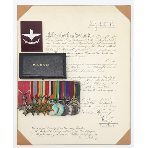 2623 - A POST-WAR M.B.E. MEDAL GROUP OF TEN AWARDED TO MAJOR JAMES HYND GRAHAM, THE PARACHUTE REGT., TERRIT... 