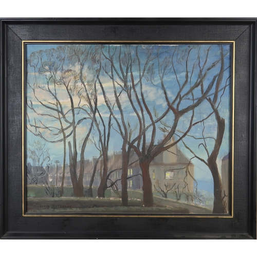 3027 - EVELYNE OUGHTRED BUCHANAN (BRITISH 1883-1978)TWILIGHT (probably Edinburgh)Oil on board, signed, sign... 