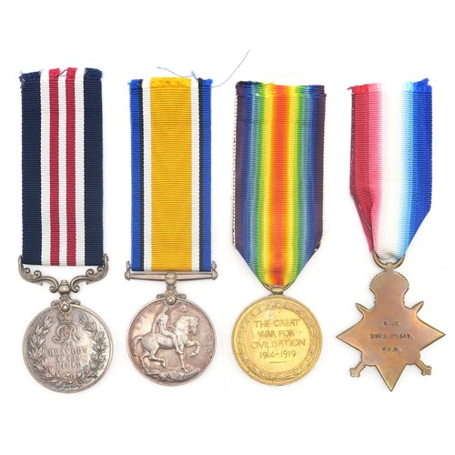 2624 - A WW1 MILITARY MEDAL GROUP OF FOUR AWARDED TO 6035 DRIVER OWEN McKAY, ROYAL FIELD ARTILLERYComprisin... 