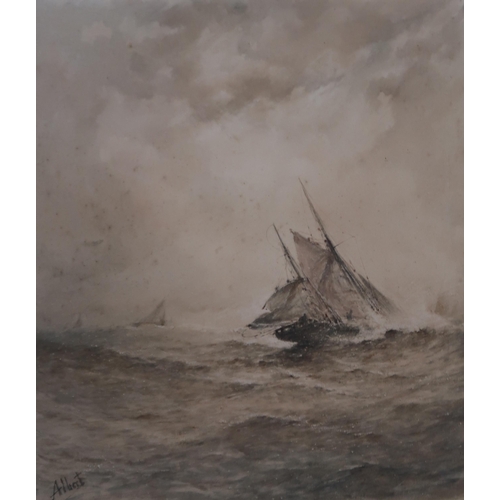 997 - ALBERT C. POLLOCK (20TH CENTURY) SAILING THROUGH THE STORM Watercolour, signed lower left 'Albert', ... 