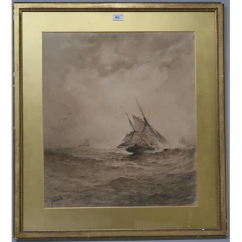 997 - ALBERT C. POLLOCK (20TH CENTURY) SAILING THROUGH THE STORM Watercolour, signed lower left 'Albert', ... 