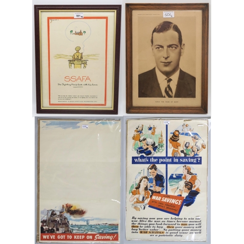 367 - Three original WW2 propaganda posters, comprising a framed SSAFA (Soldiers' Sailors' and Airmen's Fa... 