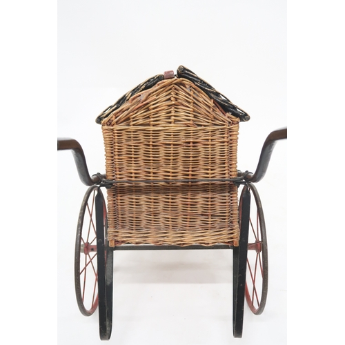 2100 - A CIRCA 1940 TRI-ANG G.P.O WICKER THREE WHEEL DELIVERY CART with detachable wicker hinged top l... 