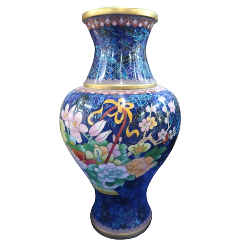 218 - A Chinese cloisonne vase, of baluster form, decorated with flowers, 39cm high