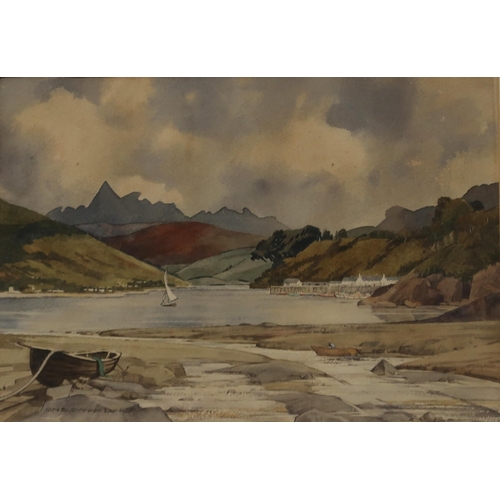 905 - IAN BUCHANAN DUNLOP (SCOTTISH 1900-1979) LOCHSIDE VILLAGE Watercolour, signed lower left, 24.5 x 35c... 