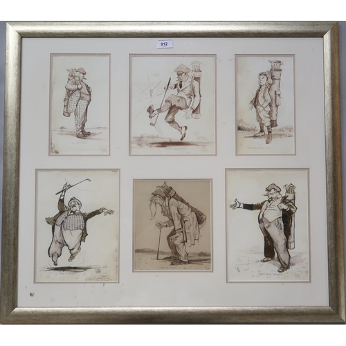 912 - PETER HOBBS (BRITISH CONTEMPORARY) GOLFERS  Watercolour, signed, 65 x 73cm ... 