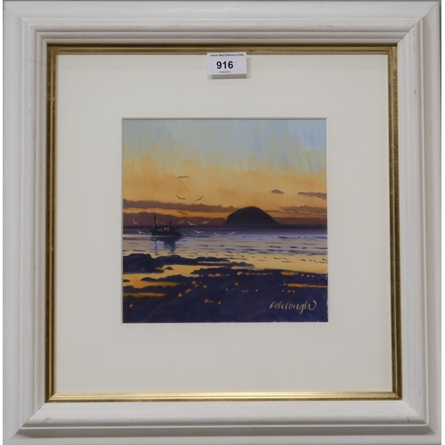 916 - FRANK COLCLOUGH (SCOTTISH b.1975)  AILSA SUNSET Oil on board, signed lower right, 19 ... 