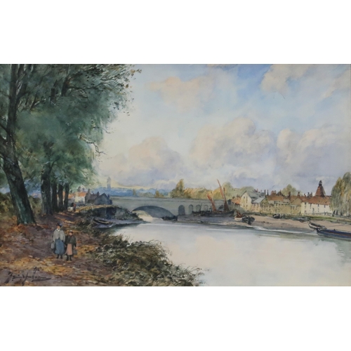 920 - THOMAS SWIFT HUTTON (SCOTTISH 1860-1935) RIVERSIDE WALK Watercolour, signed lower left, 23... 