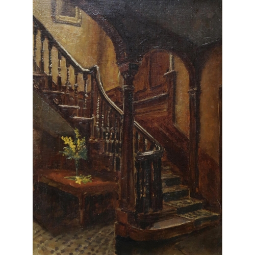 923 - SCOTTISH SCHOOL STAIRCASE Oil on canvas, 40 x 28