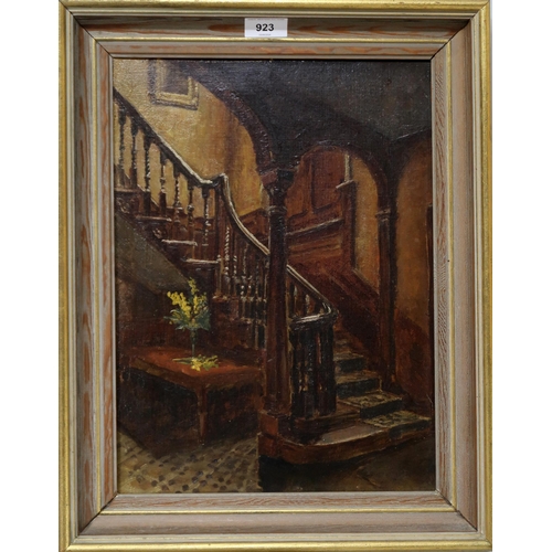 923 - SCOTTISH SCHOOL STAIRCASE Oil on canvas, 40 x 28