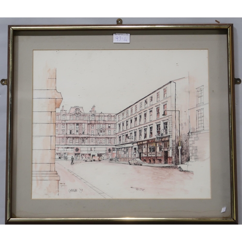 930 - *GAHAGAN (SCOTTISH CONTEMPORARY) THE OLD EAGLE INN Watercolour and ink, signed lower right... 