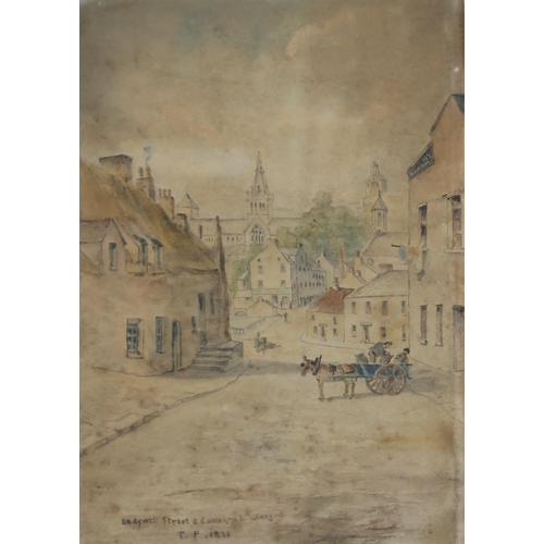 932 - SCOTTISH SCHOOL  LADYWELL STREET AND CATHEDRAL GLASGOW  Watercolour, monogrammed T.F lower left, dat... 