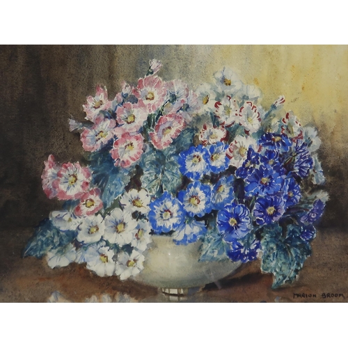 934 - MARION BROOM RSW (ENGLISH 1878-1962) BLUE AND PINK Watercolour, signed lower right, 44 x 59cm  Toget... 