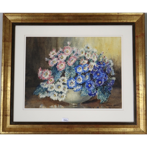 934 - MARION BROOM RSW (ENGLISH 1878-1962) BLUE AND PINK Watercolour, signed lower right, 44 x 59cm  Toget... 