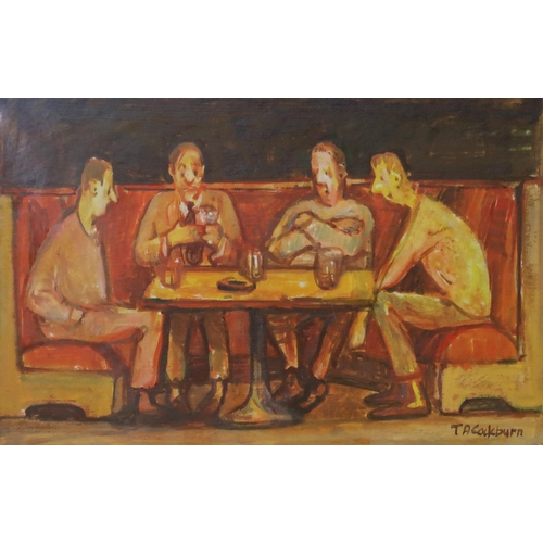 947 - TIM COCKBURN (ENGLISH b.1955) PUB SCENE Oil on paper, signed lower right, 11.5 x 17.5cm Together wit... 