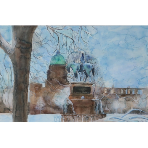 951 - ANN ORAM RSW (ENGLISH b.1956) CHARLOTTE SQUARE, WINTER Watercolour, signed lower right, dated (19)98... 