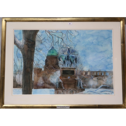 951 - ANN ORAM RSW (ENGLISH b.1956) CHARLOTTE SQUARE, WINTER Watercolour, signed lower right, dated (19)98... 