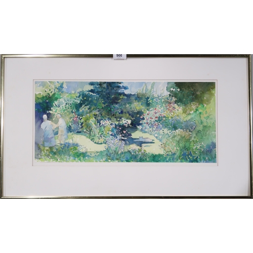 966 - TOM HOVELL SHANKS RSW RGI PAI (SCOTTISH 1921-2020) A STOLL IN THE GARDEN Watercolour, sign... 