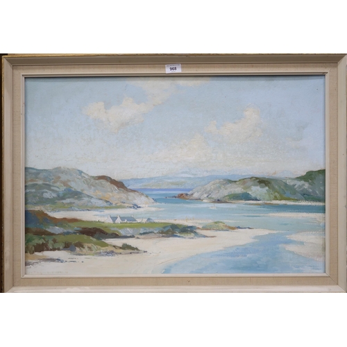 968 - TOM HOVELL SHANKS RSW RGI PAI (SCOTTISH 1921-2020) COASTAL SCENE Oil on board, signed lowe... 