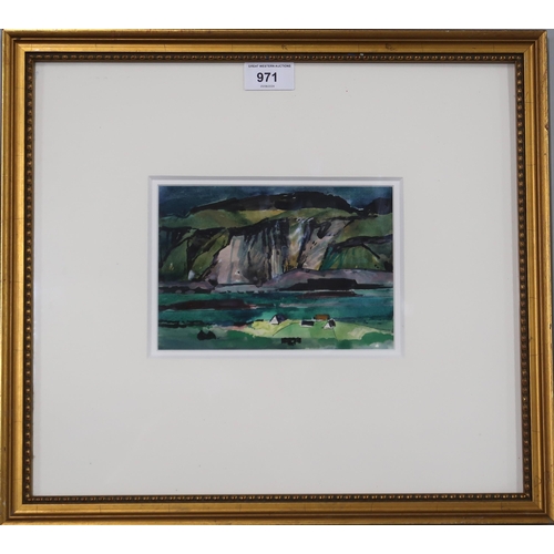 971 - TOM HOVELL SHANKS RSW RGI PAI (SCOTTISH 1921-2020) AT THE FOOT OF THE CLIFF Watercolour, 1... 