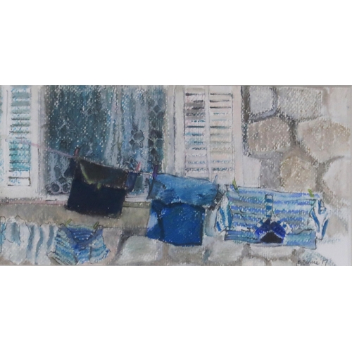 977 - GILLIAN BIRNIE (SCOTTISH CONTEMPORARY) BLUE WASH, DUBROVNIK Oil and pastel on paper, signe... 