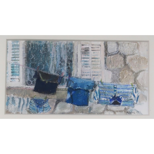 977 - GILLIAN BIRNIE (SCOTTISH CONTEMPORARY) BLUE WASH, DUBROVNIK Oil and pastel on paper, signe... 