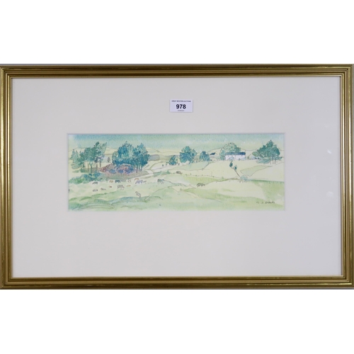 978 - TOM HOVELL SHANKS RSW RGI PAI (SCOTTISH 1921-2020) KILBARCHAN FARM Watercolour and ink, si... 