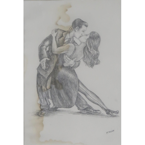 980 - GRAHAM MCKEAN (SCOTTISH b.1962) SLOW DANCE Pencil on paper, signed lower right, 30 x 20cm... 