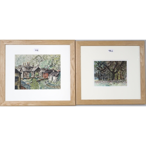 984 - TOM HOVELL SHANKS RSW RGI PAI (SCOTTISH 1921-2020) OUT HOUSES, KILMUN Watercolour and ink ... 