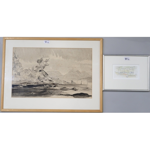 987 - TOM HOVELL SHANKS RSW RGI PAI (SCOTTISH 1921-2020) TIREE Ink on paper, signed lower right, 28.5 x 54... 