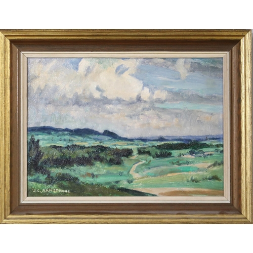 991 - JAMES C. ARMSTRONG (SCOTTISH SCHOOL) MONTANOUS LANDSCAPE Oil on board, signed lower left, ... 