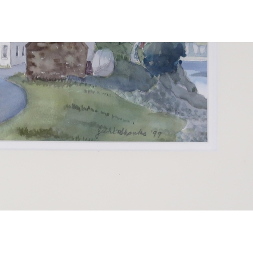 992 - JUNE SHANKS (SCOTTISH CONTEMPORARY) LETTERFERN, LOCH OUICH Watercolour, signed lower right, dated (1... 